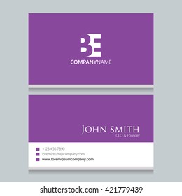 BE Logo | Business Card | Vector Graphic Branding Letter Element | White Background Abstract Design Colorful Object 