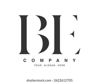 BE logo design. Initial letter b and e serif font style. Creative classic company name typography. Trendy logotype or identity. Vector illustration.
