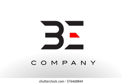 BE Logo.  Letter Design Vector with Red and Black Colors.