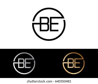 Be Logo. Letter Design Vector with Red and Black Gold Silver Colors
