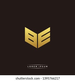 BE Logo Letter Initial Logo Designs Templete with Gold and Black Background