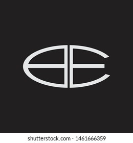 BE Logo letter oval monogram design template with black and white colors