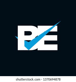 BE Logo of the Letter Tick Blue Initial Capital Designs Template