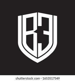 BE Logo monogram with emblem shield design isolated on black background