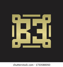 BE Logo monogram with piece line art design template