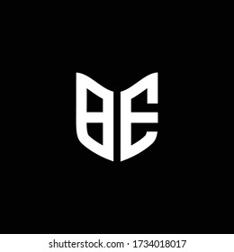 BE logo monogram with shield shape design template
