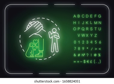 Sea un icono fiel del concepto de luz de neón. Consejo de amistad. Ser una idea amiga fiel y confiable. Signo de brillo exterior con alfabeto, números y símbolos. Ilustración de color RGB aislada por vectores