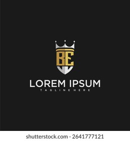 BE luxury letter monogram for crown and shield logo design