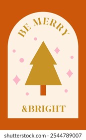 Sé alegre y brillante. Vector Plantilla de Navidad. 