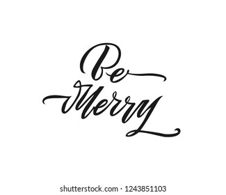 Be Merry Christmas text design. Vector logo, typography. Usable as banner, greeting card, gift package etc.