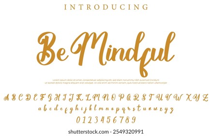 Be Mindful Font Stylish brush painted an uppercase vector letters, alphabet, typeface