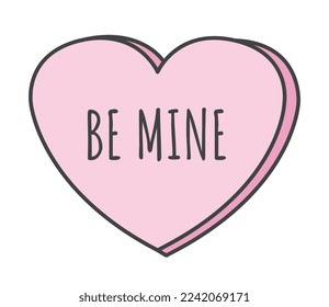 be mine candy, romantic design element, valentine's day, heart shape, cartoon style, sweetheart