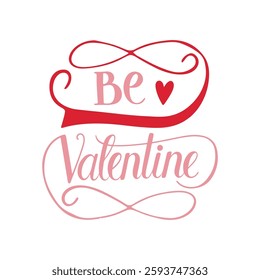 Be mine Hand Lettering with Hearts. Happy Valentine's Day romantic Poster.