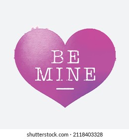 Titular de 'Be Mine' en forma de corazón. Ilustración vectorial de efecto ondulado.