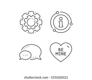 Be mine line icon. Chat bubble, info sign elements. Sweet heart sign. Valentine day love symbol. Linear be mine outline icon. Information bubble. Vector