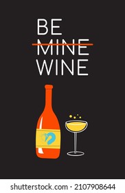 Be mine. St. Valentine's Day greeting card design. Vector flat illustration.