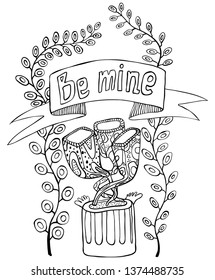 Be mine text on ribbon