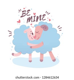 Be mine! Two sheep in love illustration