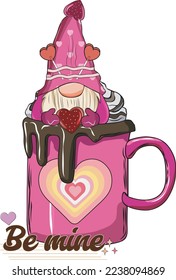 Be Mine Valentine Coffee And Gnome Svg svg
