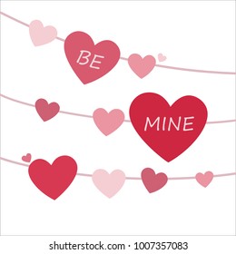 Be mine valentine. Cute greeting card with red hearts.