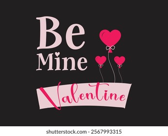 Be Mine Valentine Romantic Valentine's Day Card Design with Heart Balloons art