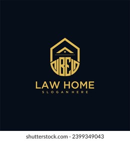 Logotipo inicial de BE monograma para lawhiener con diseño de hogar de forma