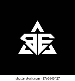 BE monogram logo with diamond shape and triangle outline design template