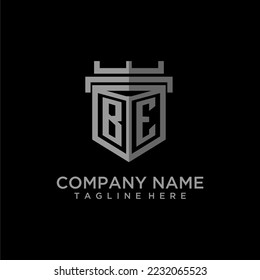 BE monogram logo initial for shield  crown style design
