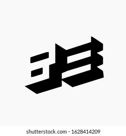 BE monogram logo.Geometric style typographic icon.Lettering sign. 3D alphabet initials isolated on light background.Uppercase corporate letter b and letter e.Modern characters.