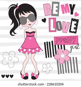 be my love pretty girl vector illustration