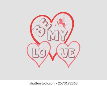 Be my love romantic heart design for special occasions with cupid for Valentine’s Day 