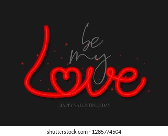 Be My Love Vector Illustration For Happy Valentines Day with Dark Background for invitation, flyer and greetings.