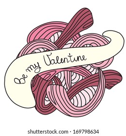 Be my Valentene. Vector pink illustrated Valentine's Day card