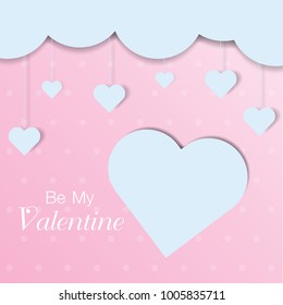 Be My Valentine Banner pink and blue pastel vector  