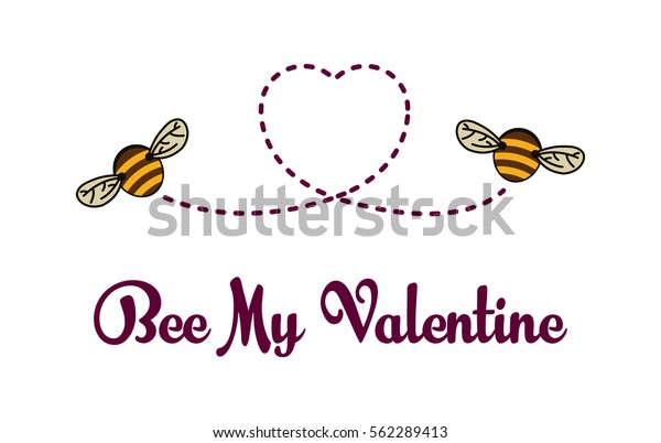 私のバレンタインカードになれ 蜂が飛び 心のシルエットを描きます ベクター画像の背景 おかしなバナーデザイン のベクター画像素材 ロイヤリティフリー