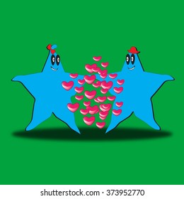 Be my Valentine card with cute dancing ghost couple on green background