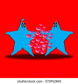 Be my Valentine card with cute dancing ghost couple on red background