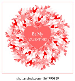 Be my Valentine card. Geometrical mandala, exotic flower. Vector. Isolated.