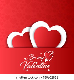 Be my valentine card with red pattern background
