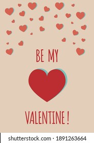 Be My Valentine card. St. Valentine's Day design illustration.