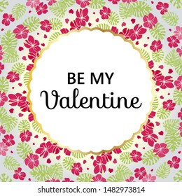 be my valentine - card. Valentines day quote for greeting card. Vector illustration eps10
