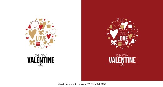 Be my valentine cards. Flat vector illustration.