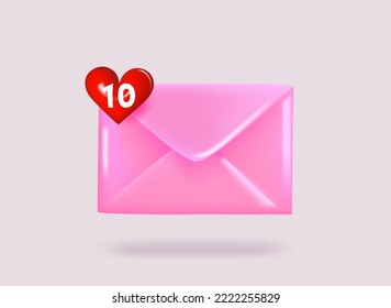 Sé mi concepto de San Valentín con sobre y corazón. 3.ª ilustración vectorial