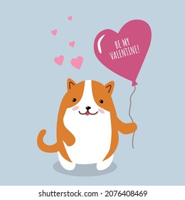 Be My Valentine. Cute illustration with cat in love 