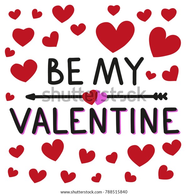 Be My Valentine Cute Romantic Handwritten Stock Vektorgrafik Lizenzfrei