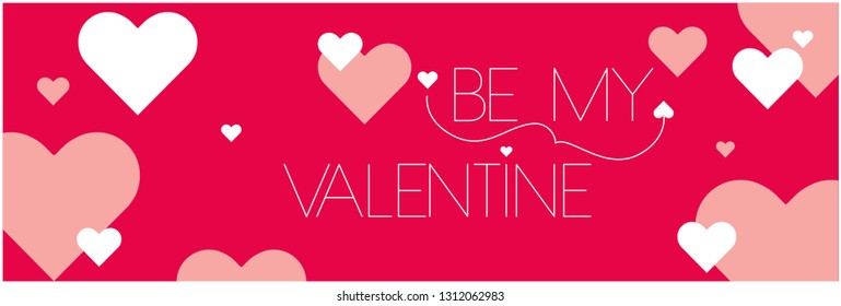 Be My Valentine - elegant hand drawn lettering on red background. Flat vector illustration for greetings, invitations, cards, posters, prints, flyers, banners, seasonal design and decoration, web. 