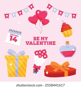 BE MY VALENTINE ELEMENT VECTOR ILLUSTRATION BY LYCOLUCKY