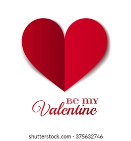 Be my valentine emblem vector illustration, valentines day simple postcard design with text, concept of romance, love, invitation, greeting, dating card isolated on white background