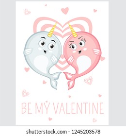 Be my valentine event card in cartoon style