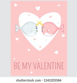 Be my valentine event card in cartoon style